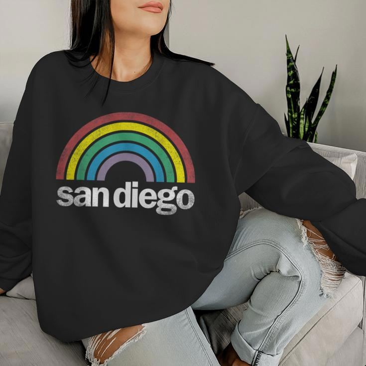 San Diego Rainbow 70'S 80'S Style Retro Gay Pride California Women Sweatshirt Gifts for Her