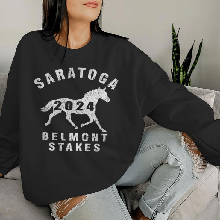 Saratoga Springs Ny 2024 Belmont Stakes Horse Racing Vintage Women Sweatshirt Gifts for Her