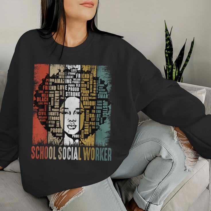 School Social Worker Afro African Black History Month Women Sweatshirt Gifts for Her