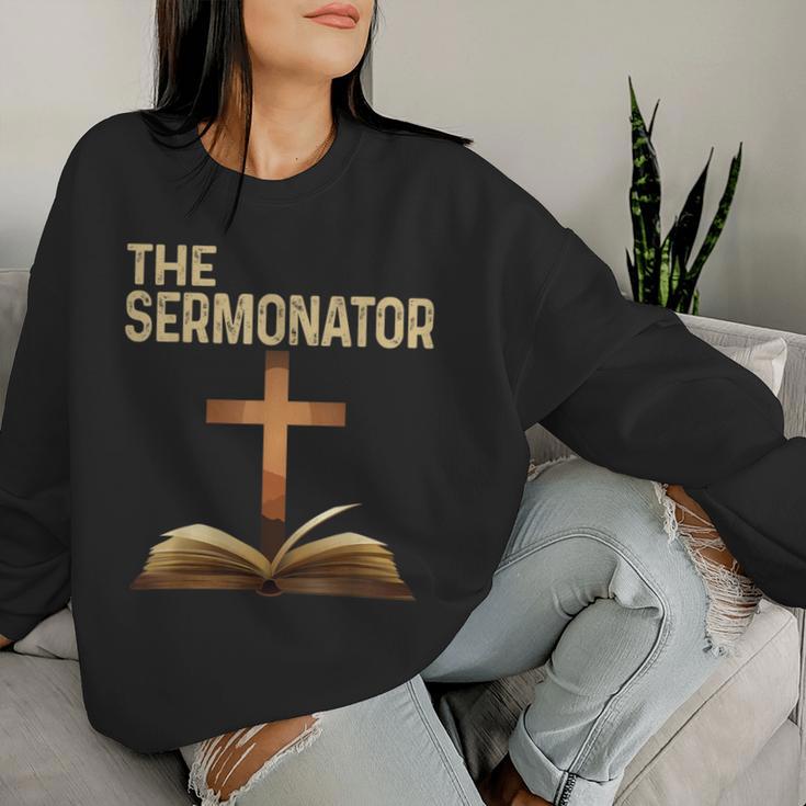 The Sermonator Pastor Appreciation Christian Cross Women Sweatshirt Gifts for Her