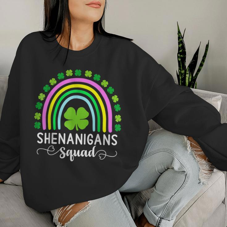 Shenanigans Squad Green Four Leaf Clover Rainbow St Women Sweatshirt Gifts for Her