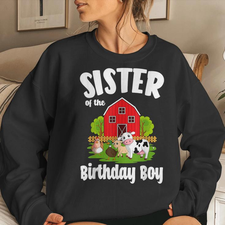 Sister Of The Birthday Boy Farm Animal Bday Party Women Sweatshirt Gifts for Her