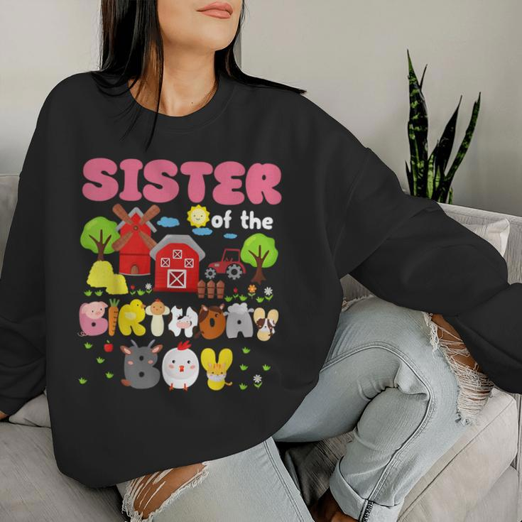 Sister Of The Birthday Boy Farm Animal Family Party Decor Women Sweatshirt Gifts for Her