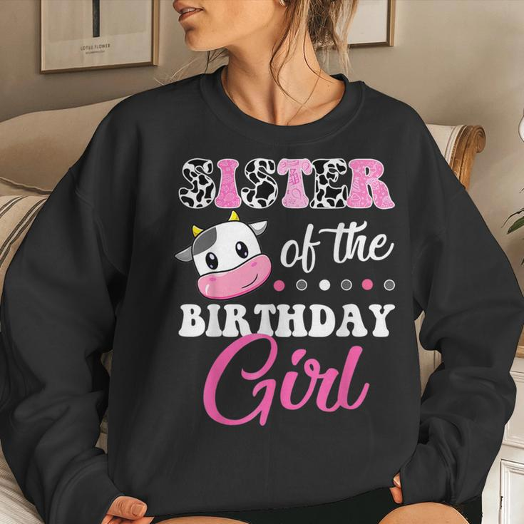 Sister Of The Birthday Girl Family Matching Farm Cow Women Sweatshirt Gifts for Her