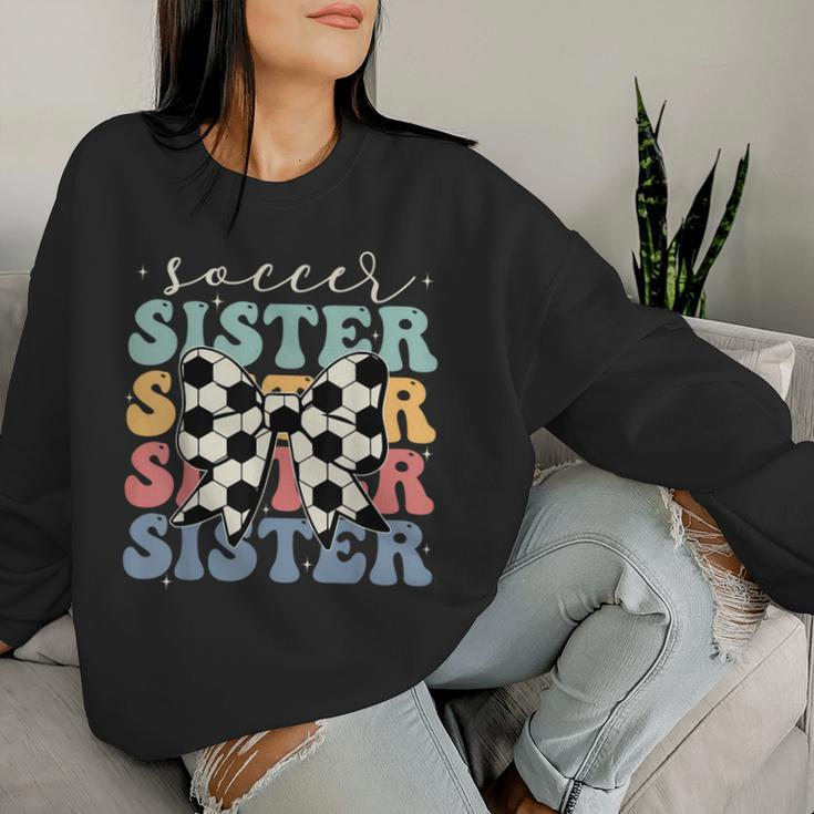 Soccer Sister Vintage Sport Lover Sister Mothers Da Women Sweatshirt Gifts for Her