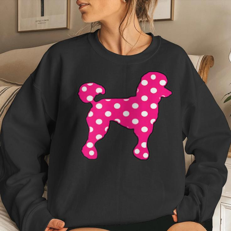 Sock Hop Cutie 50S Costume Pink Polka Dot Poodle Women Sweatshirt Gifts for Her