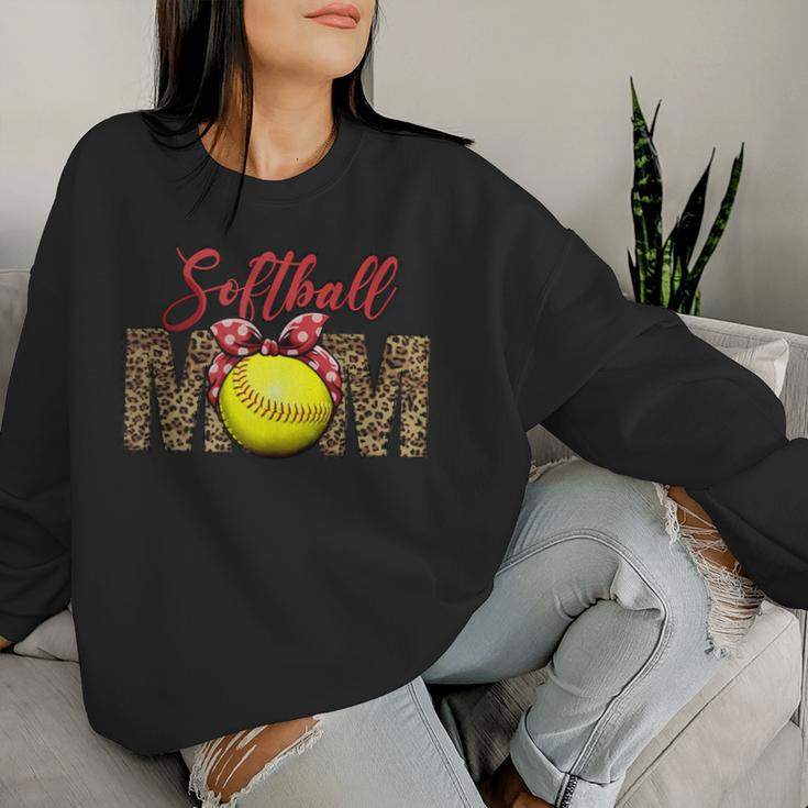 Softball Baseball Mom Leopard Mother's Day Women Sweatshirt Gifts for Her