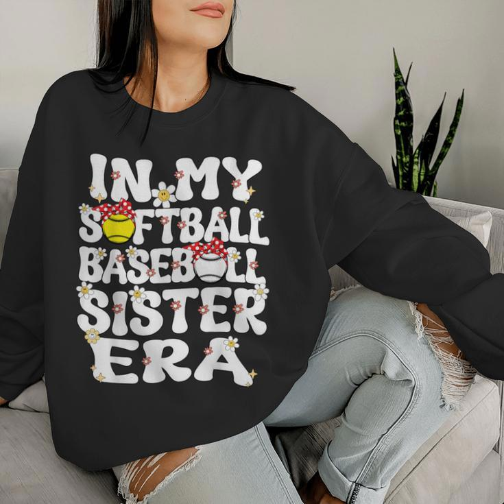 In My Softball Baseball Sister Era Baseball Softball Sister Women Sweatshirt Gifts for Her