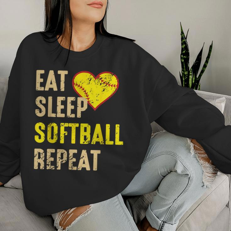 Softball Eat Sleep Softball Repeat Girls Softball Women Sweatshirt Gifts for Her