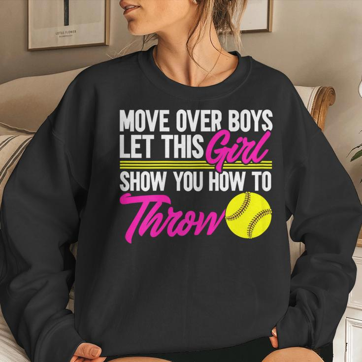 Softball Let This Girl Show You How To Throw Women Sweatshirt Gifts for Her