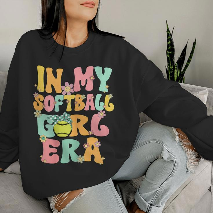 In My Softball Girl Era Retro Groovy Softball Girl Women Sweatshirt Gifts for Her