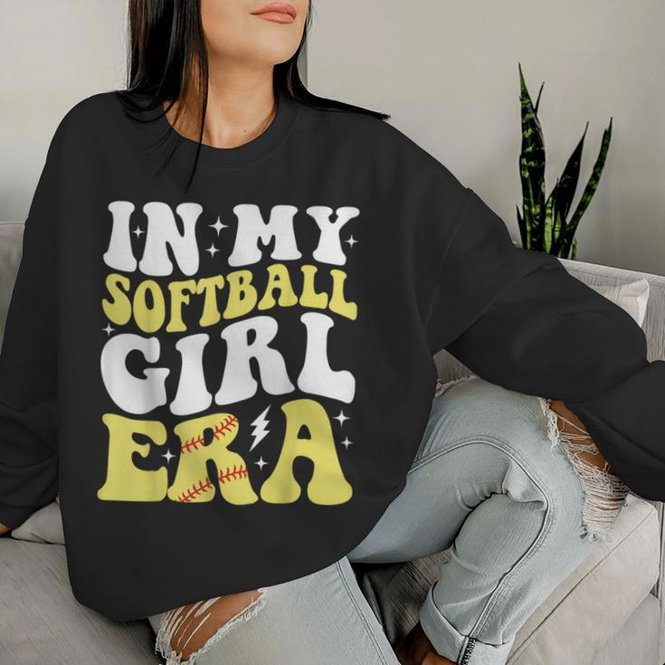 In My Softball Girl Era Retro Groovy Softball Girl Women Sweatshirt Gifts for Her