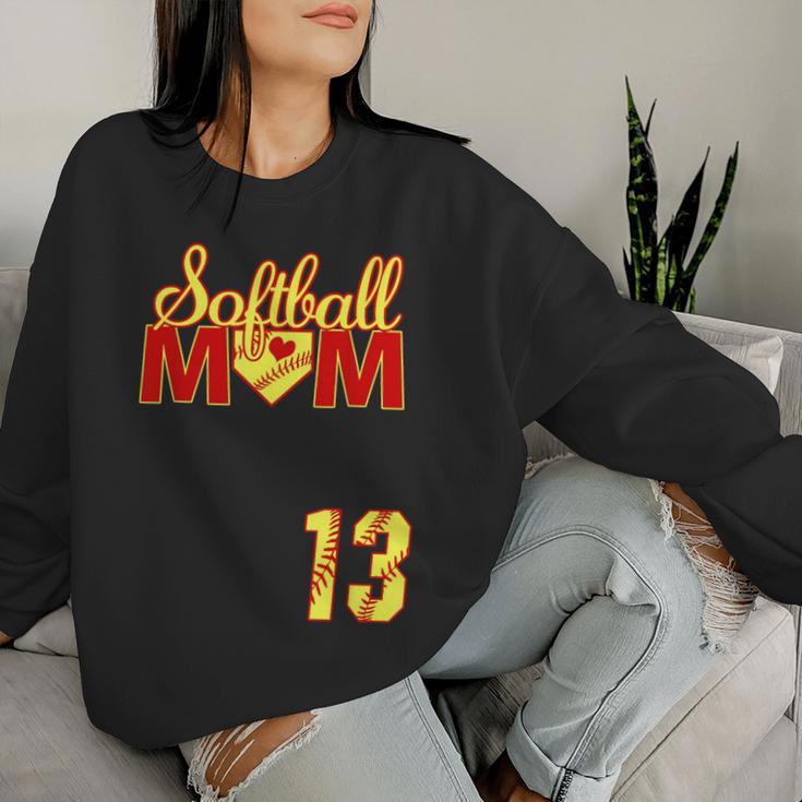 Softball Mom Mother's Day 13 Fastpitch Jersey Number 13 Women Sweatshirt Gifts for Her