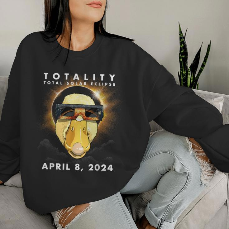 Solar Eclipse 2024 Duck Wearing Eclipse Glasses Women Sweatshirt Gifts for Her