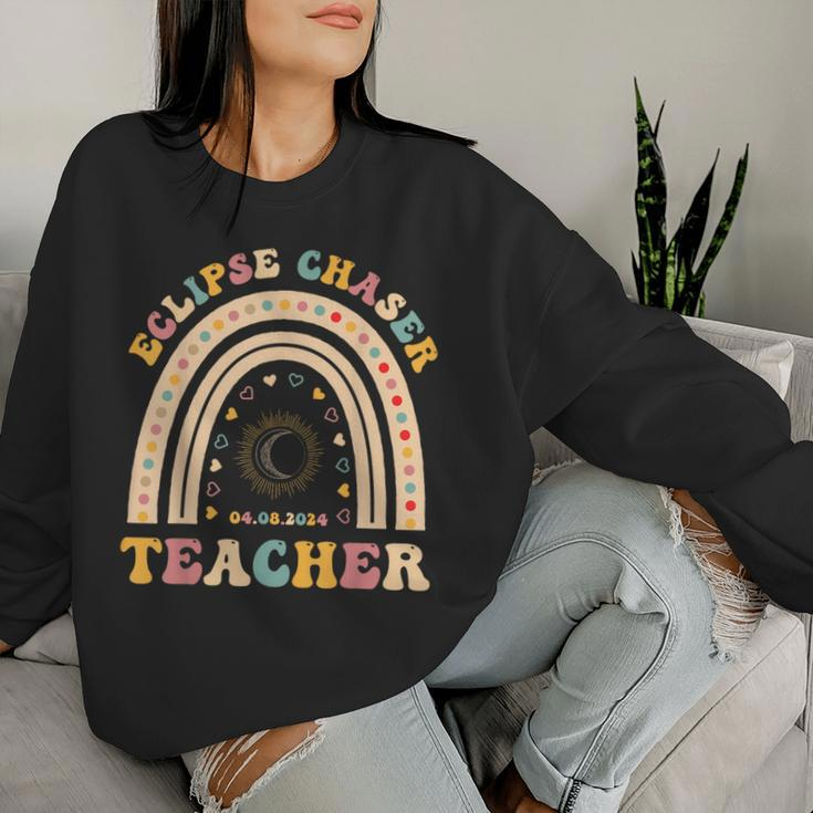 Solar Eclipse Chaser 2024 April 8 Teacher Teaching Educator Women Sweatshirt Gifts for Her