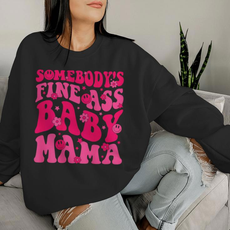 Somebody's Fine As Baby Mama Saying Groovy Women Sweatshirt Gifts for Her
