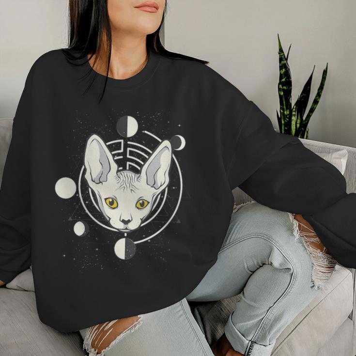 Sphynx Cat Moon Phase Gothic Women Sweatshirt Gifts for Her