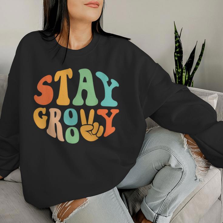 Stay Groovy Hippie Peace Sign Retro 60S 70S Women Women Sweatshirt Gifts for Her