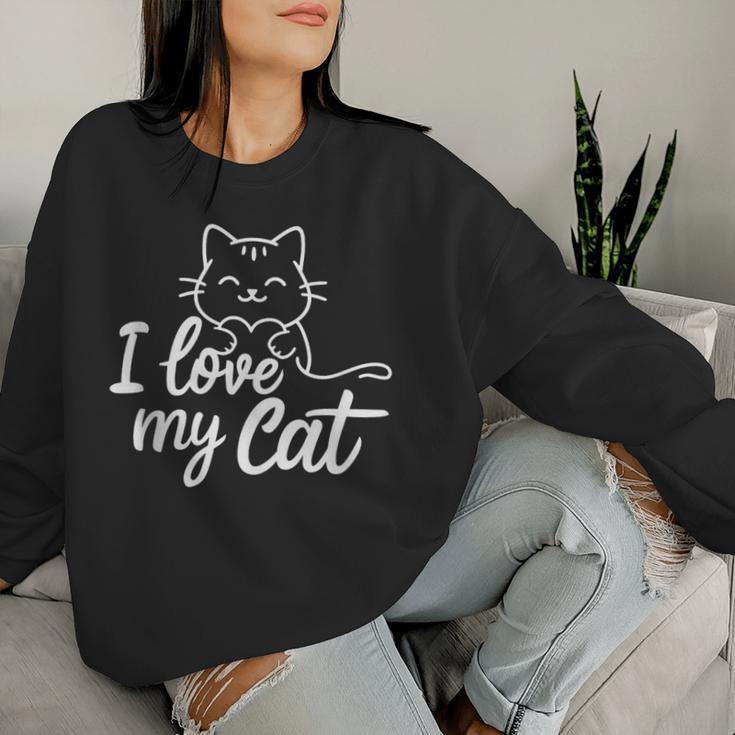 Süßes I Love My Cat Ich Liebe Meine Katze Outfit Katzen Mama Sweatshirt Frauen Geschenke für Sie