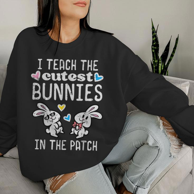 I Teach Cutest Bunnies Patch Easter Teacher Spring Women Women Sweatshirt Gifts for Her
