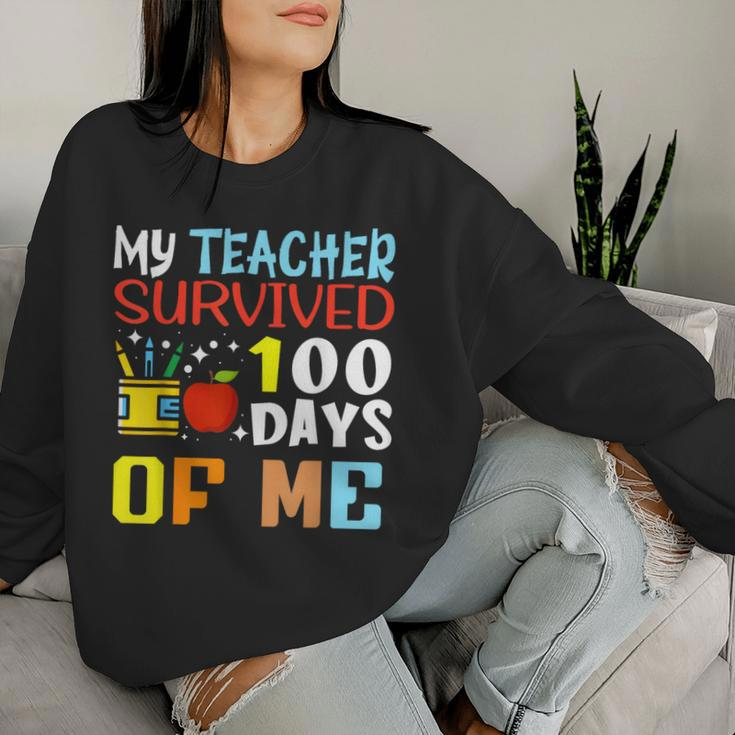 My Teacher Survived 100 Days Of Me 100 Days Of School Women Sweatshirt Gifts for Her