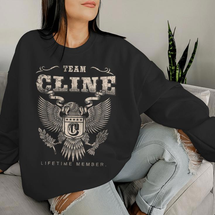 Team Cline Family Name Lifetime Member Women Sweatshirt Gifts for Her