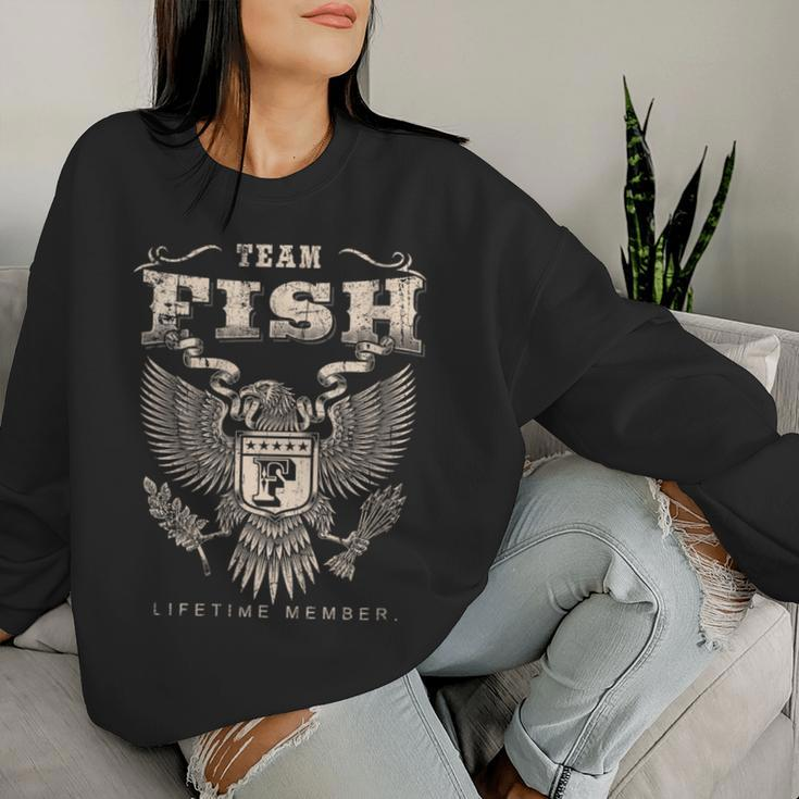 Team Fish Family Name Lifetime Member Women Sweatshirt Gifts for Her