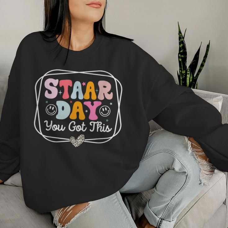 Test Staar Day You Got This Teacher Retro Groovy Testing Day Women Sweatshirt Gifts for Her