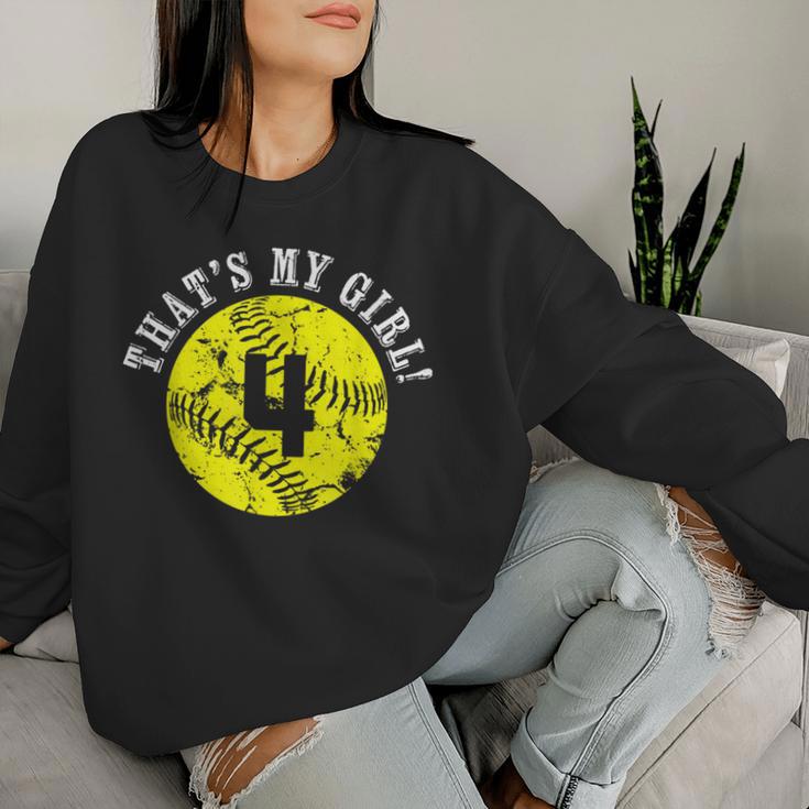 That's My Girl 4 Softball Player Mom Or Dad Women Sweatshirt Gifts for Her