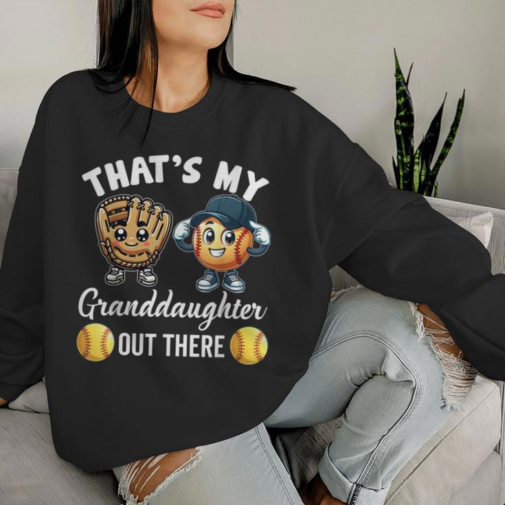 That's My Granddaughter Out There Softball Grandpa Grandma Women Sweatshirt Gifts for Her