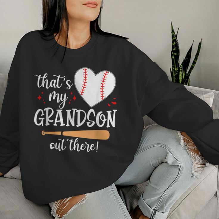 Thats My Grandson Out There Baseball Grandma Mom Women Sweatshirt Gifts for Her