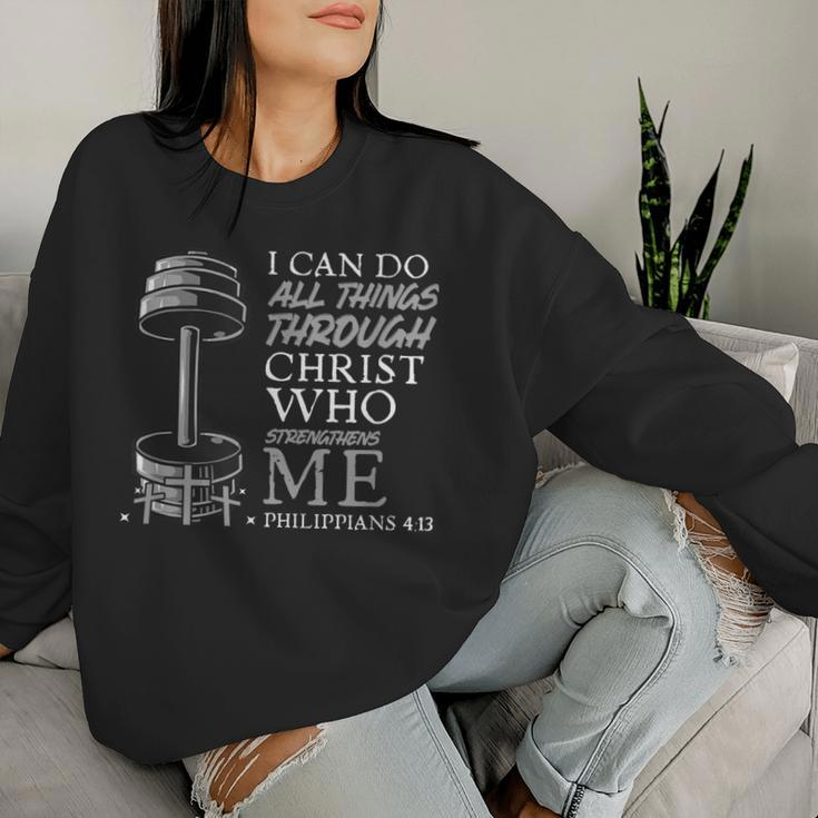 Can Do All Things Weightlifter Gym Christian Bible Verse Women Sweatshirt Gifts for Her