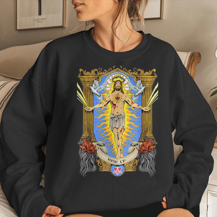 Third Eye Jesus Rise Up Christian Sacred Geometry Merkaba Women Sweatshirt Gifts for Her