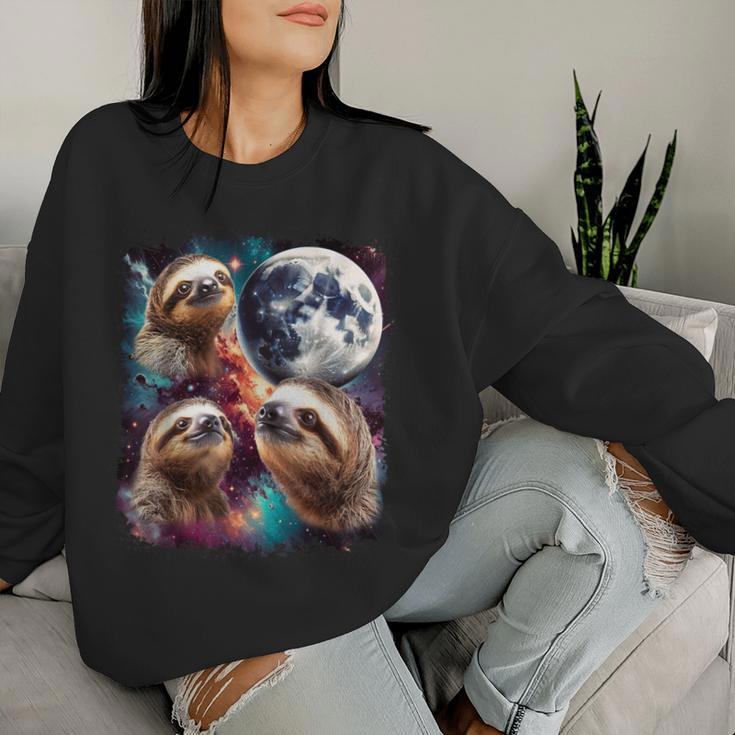 Three Sloth Moon 3 Sloth Moon Cursed Meme Women Sweatshirt Gifts for Her