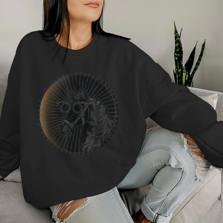 Total Solar Eclipse 2024 Horse Wearing Solar Eclipse Glasses Women Sweatshirt Gifts for Her
