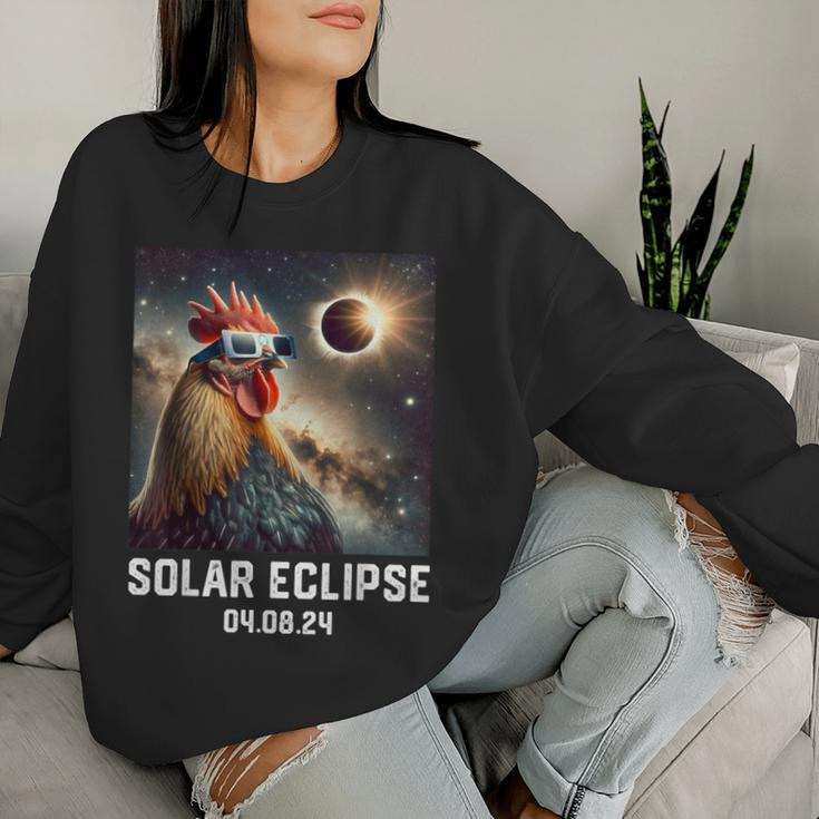 Totality Solar Eclipse 040824 Chicken Astronomy Lovers Women Sweatshirt Gifts for Her
