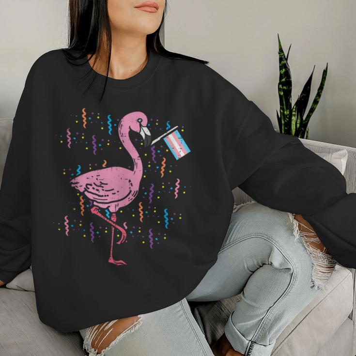 Transgender Flag Flamingo Lgbt Trans Pride Stuff Animal Women Sweatshirt Gifts for Her
