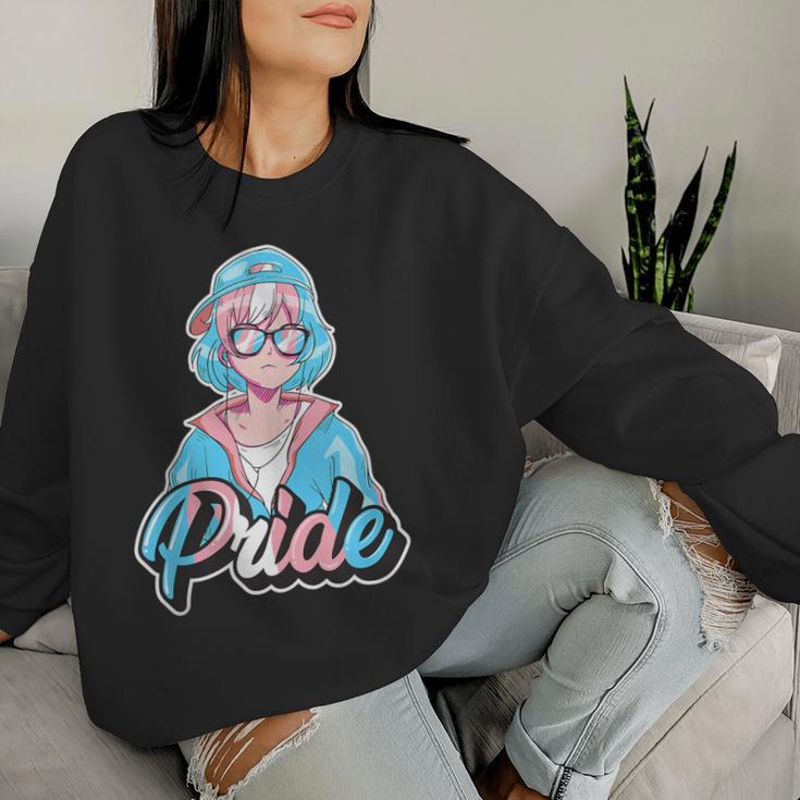 Transgender Pride Japanese Cool Anime Girl Trans Flag Women Sweatshirt Gifts for Her