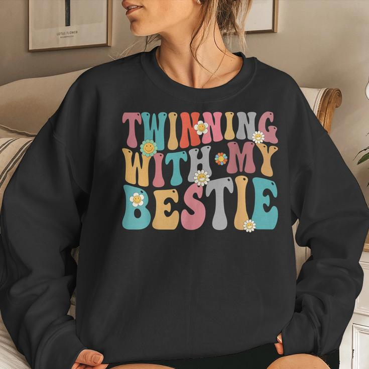 Twinning With My Bestie Spirit Week Twin Day Groovy Women Sweatshirt Gifts for Her