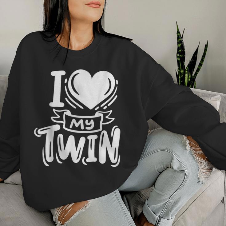 Twins Twin Brother Sister I Love My Twin Women Sweatshirt Gifts for Her