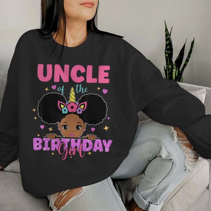 Uncle Of The Birthday Girl Melanin Afro Unicorn Princess Women Sweatshirt Gifts for Her