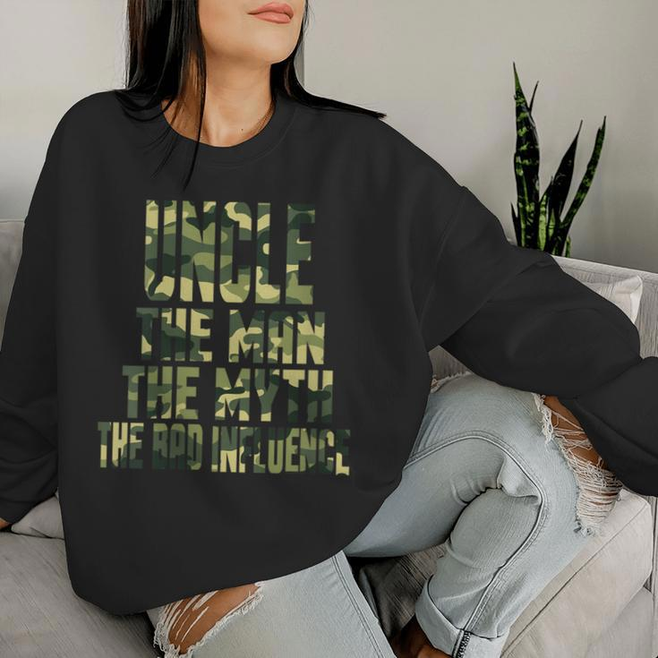 Uncle The Man The Myth The Bad Influence Fathers Day Camo Women Sweatshirt Gifts for Her