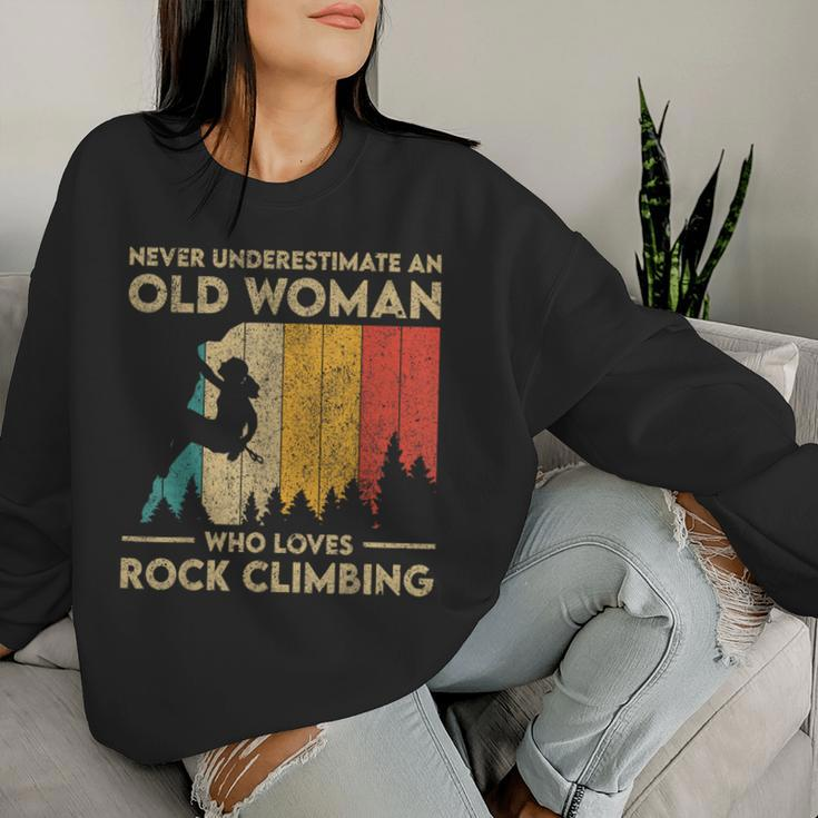 Never Underestimate An Old Woman Rock Climbing Bouldering Women Sweatshirt Gifts for Her