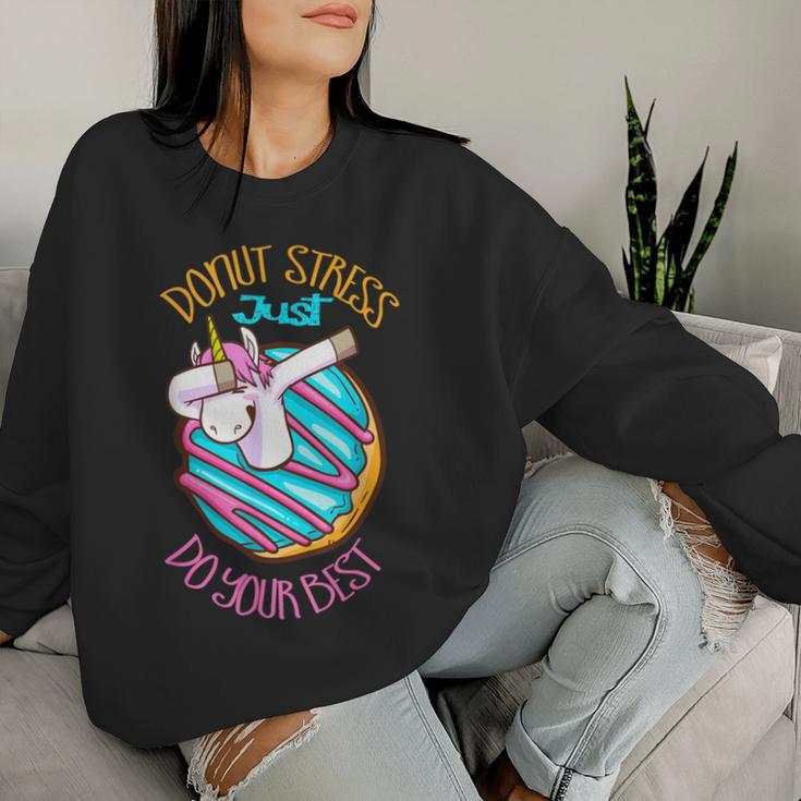 Unicorn Donut Stress Just Do Your Best Teacher Testing Day Women Sweatshirt Gifts for Her