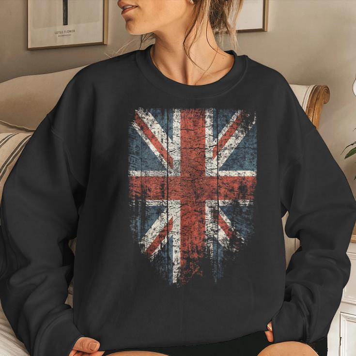 Union Jack Cool Distressed Uk British Flag Women Sweatshirt Gifts for Her
