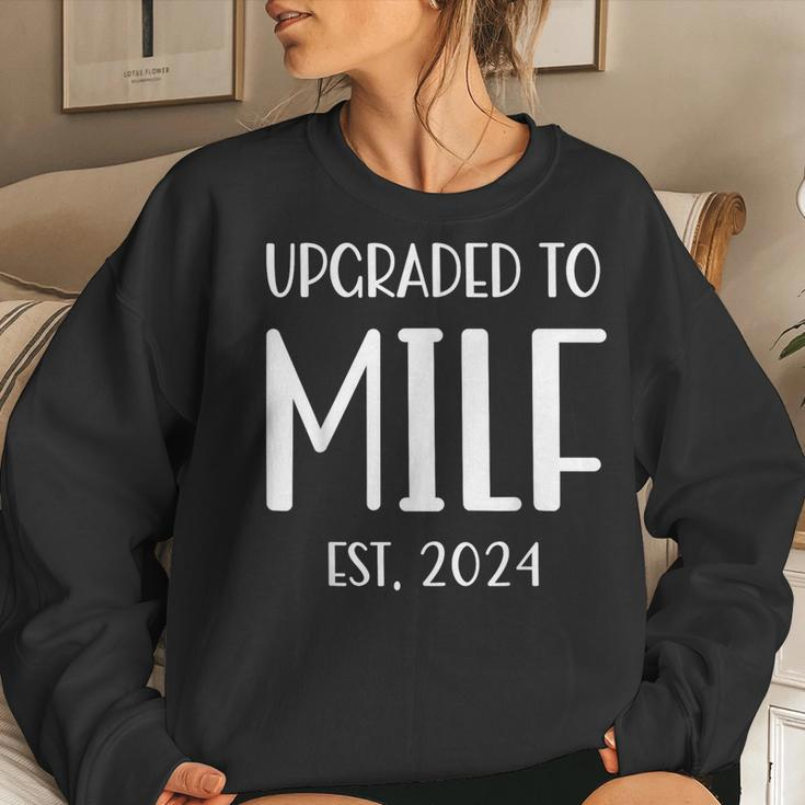 Upgraded To Milf Est 2024 Soon To Be Mom Womens Women Sweatshirt Gifts for Her