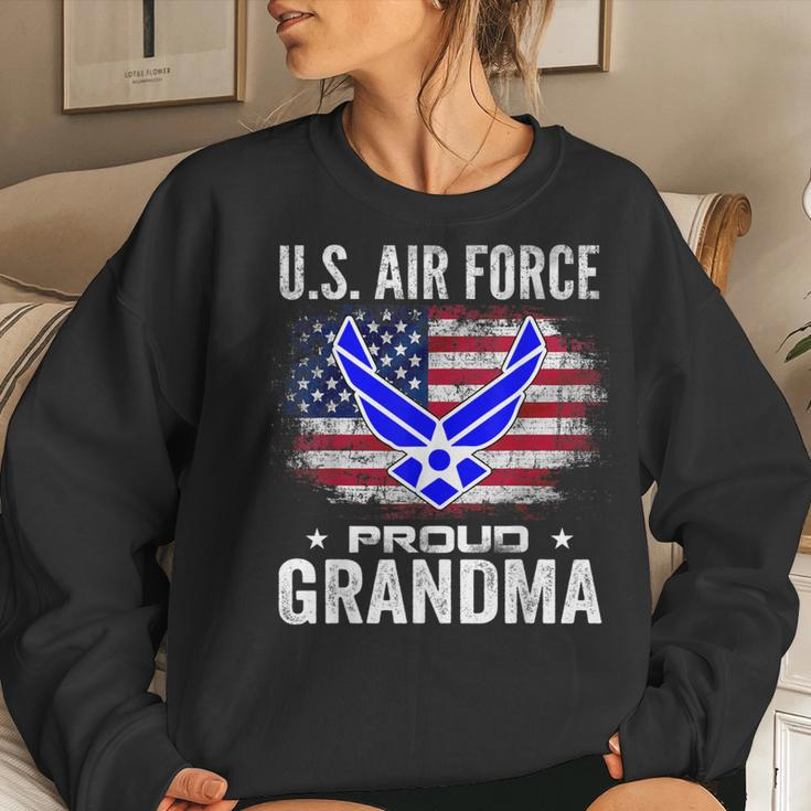 Us Air Force Proud Grandma With American Flag Veteran Women Sweatshirt Gifts for Her
