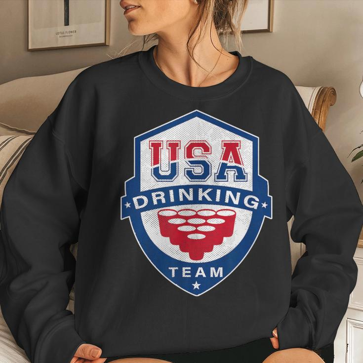 Usa Drinking Team 4Th Of July Independence Day Drunk Women Sweatshirt Gifts for Her