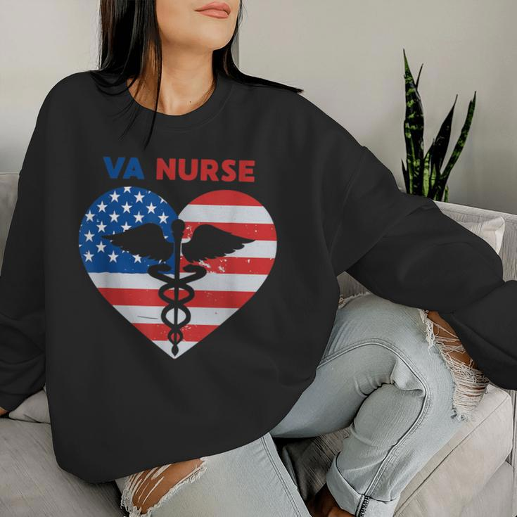 Va Nurse Nursing Staff Usa Flag Vet Nursing Women Sweatshirt Gifts for Her
