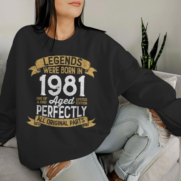 Vintage 1981 Birthday Legends Were Born In 1981 Women Sweatshirt Gifts for Her